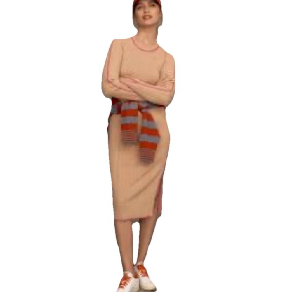 Daily Practice By Anthropologie Long Sleeve Sporty Sweater Dress Nude/Pink Sz M
